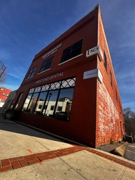Brick building on a street corner