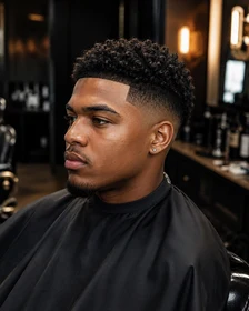 Illustrative curly high top fade style reference