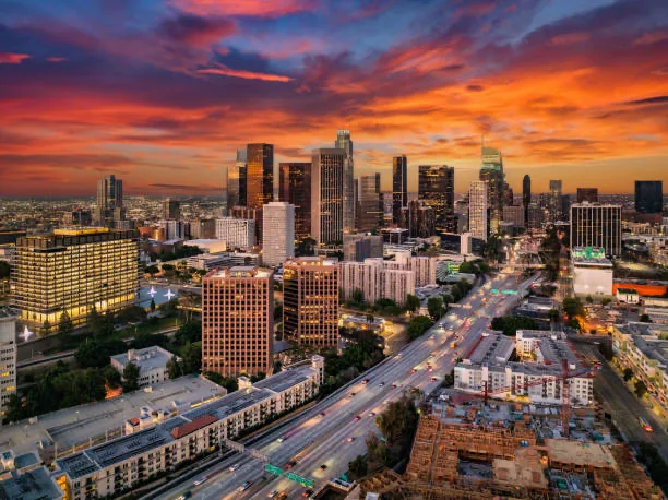 Sunset view of Los Angeles, California