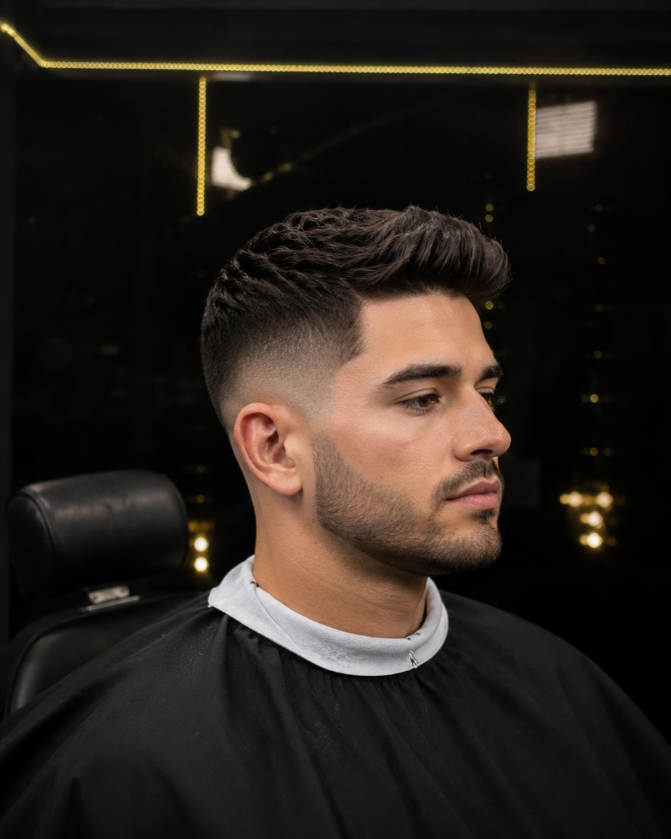 Illustrative modern quiff and fade style reference