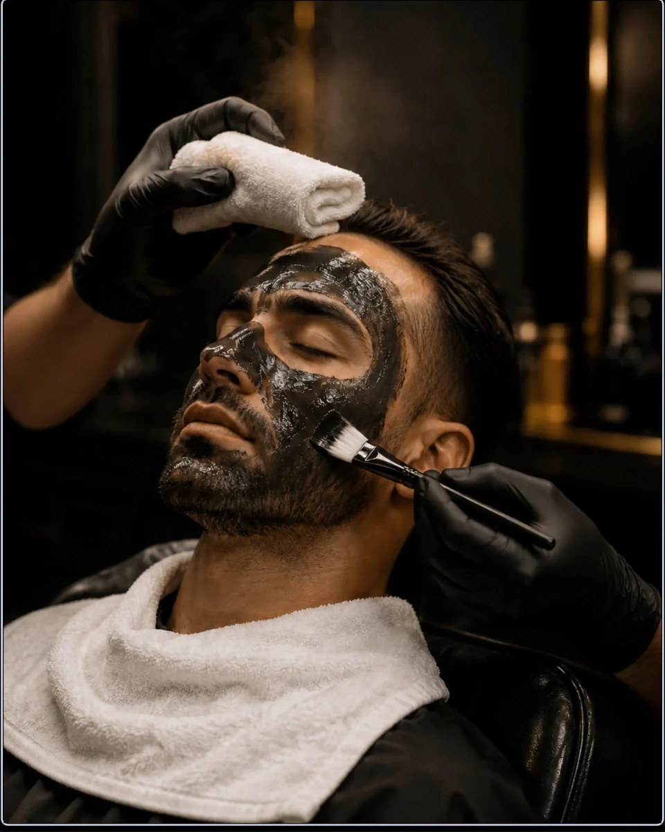 Illustrative luxury facial and hot towel service reference