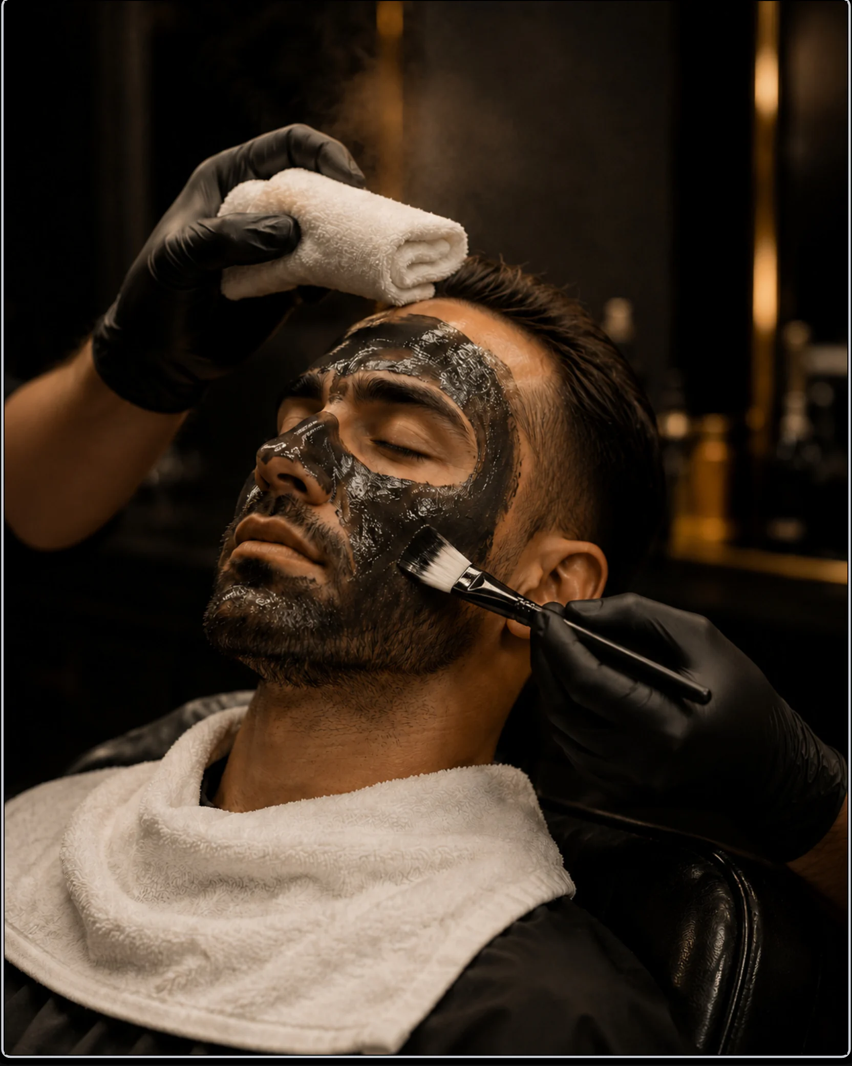 Illustrative luxury facial and hot towel service reference