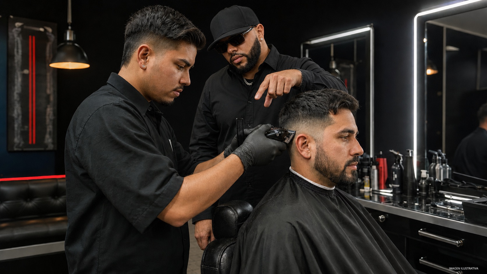 Imagen ilustrativa de una sesión de entrenamiento de barbería