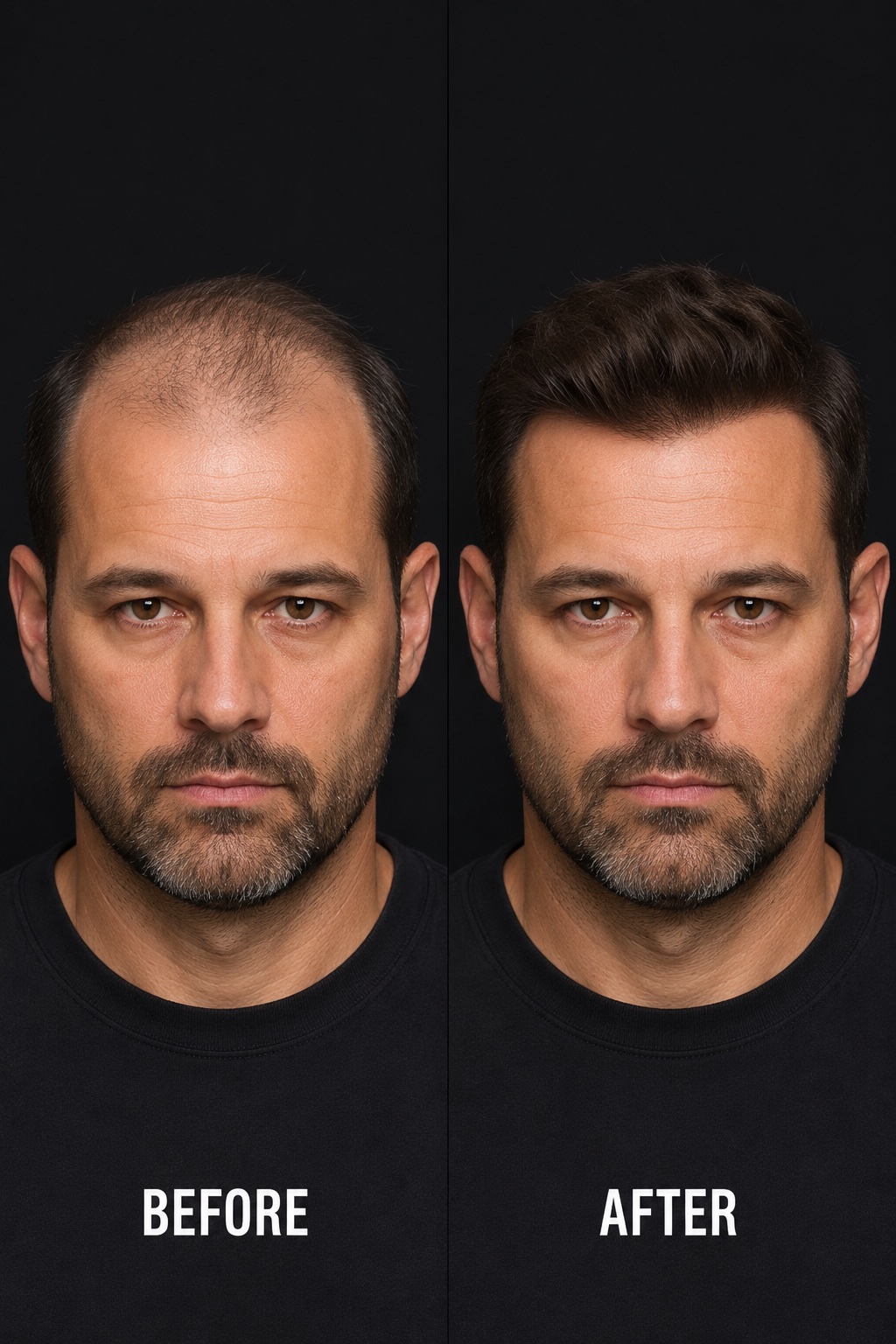 Illustrative hair replacement coverage and styling reference