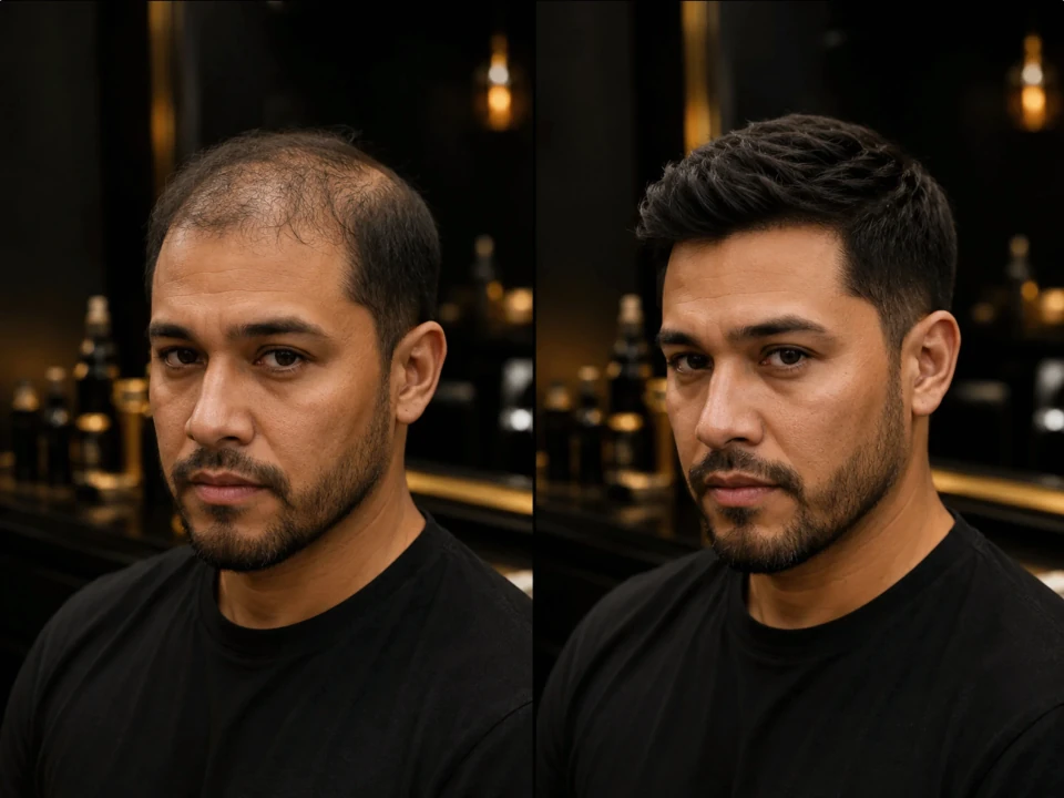 Illustrative before and after hair replacement reference