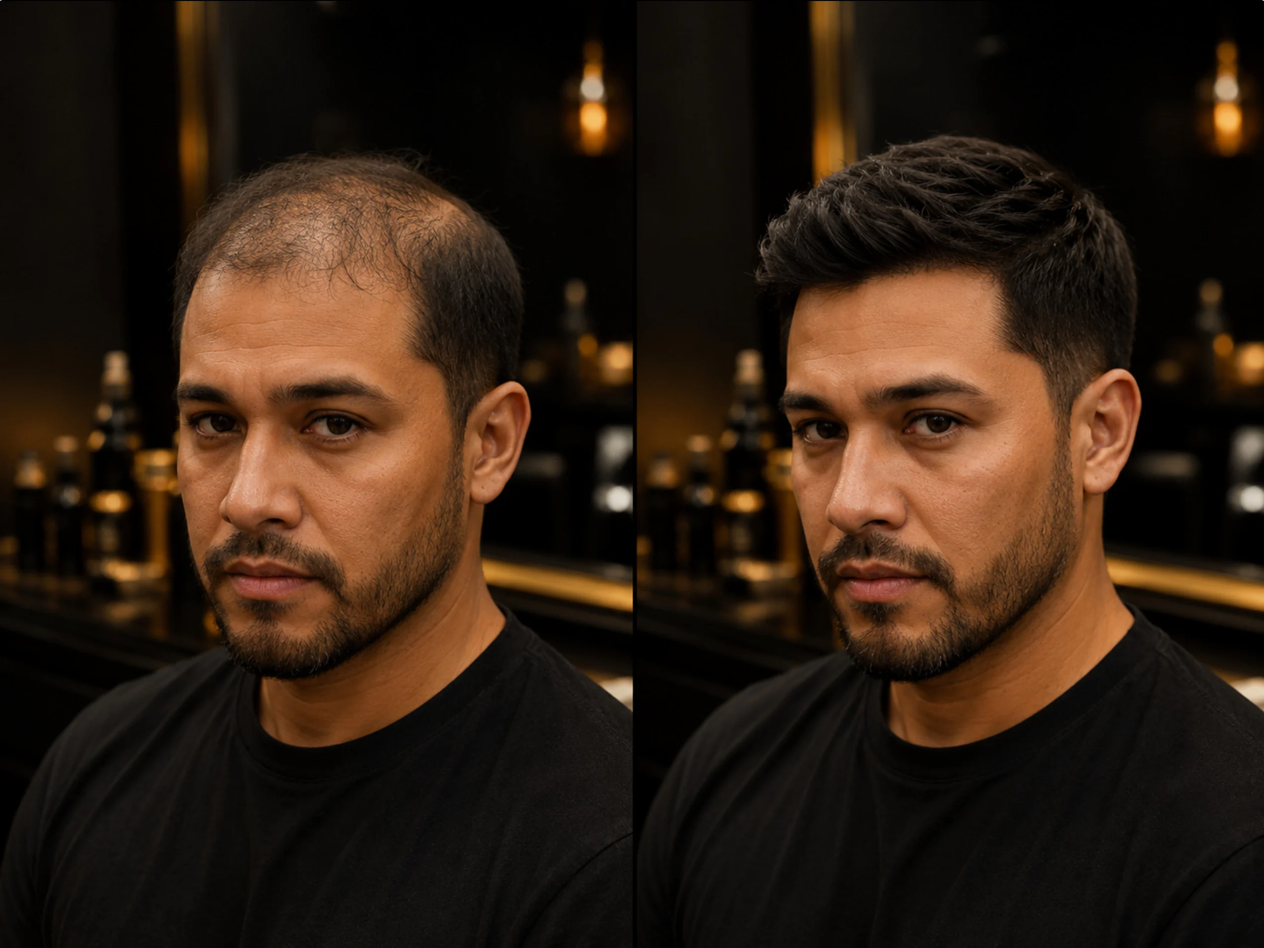 Illustrative before and after hair replacement reference