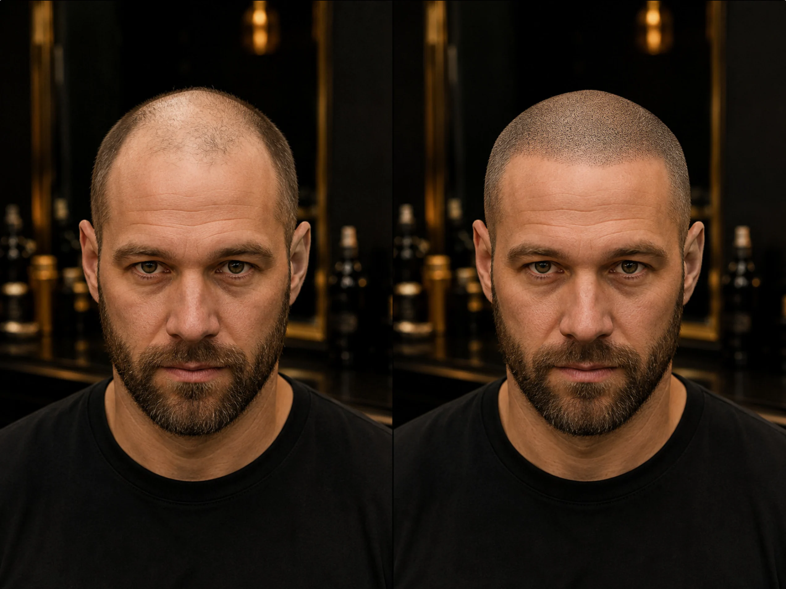 Illustrative before and after scalp micropigmentation reference