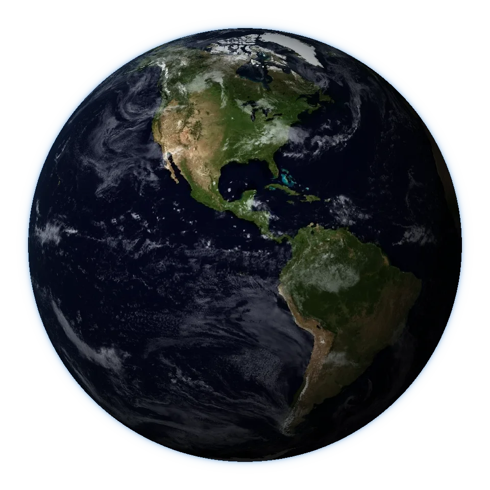 Earth from space, with the Americas facing forward.